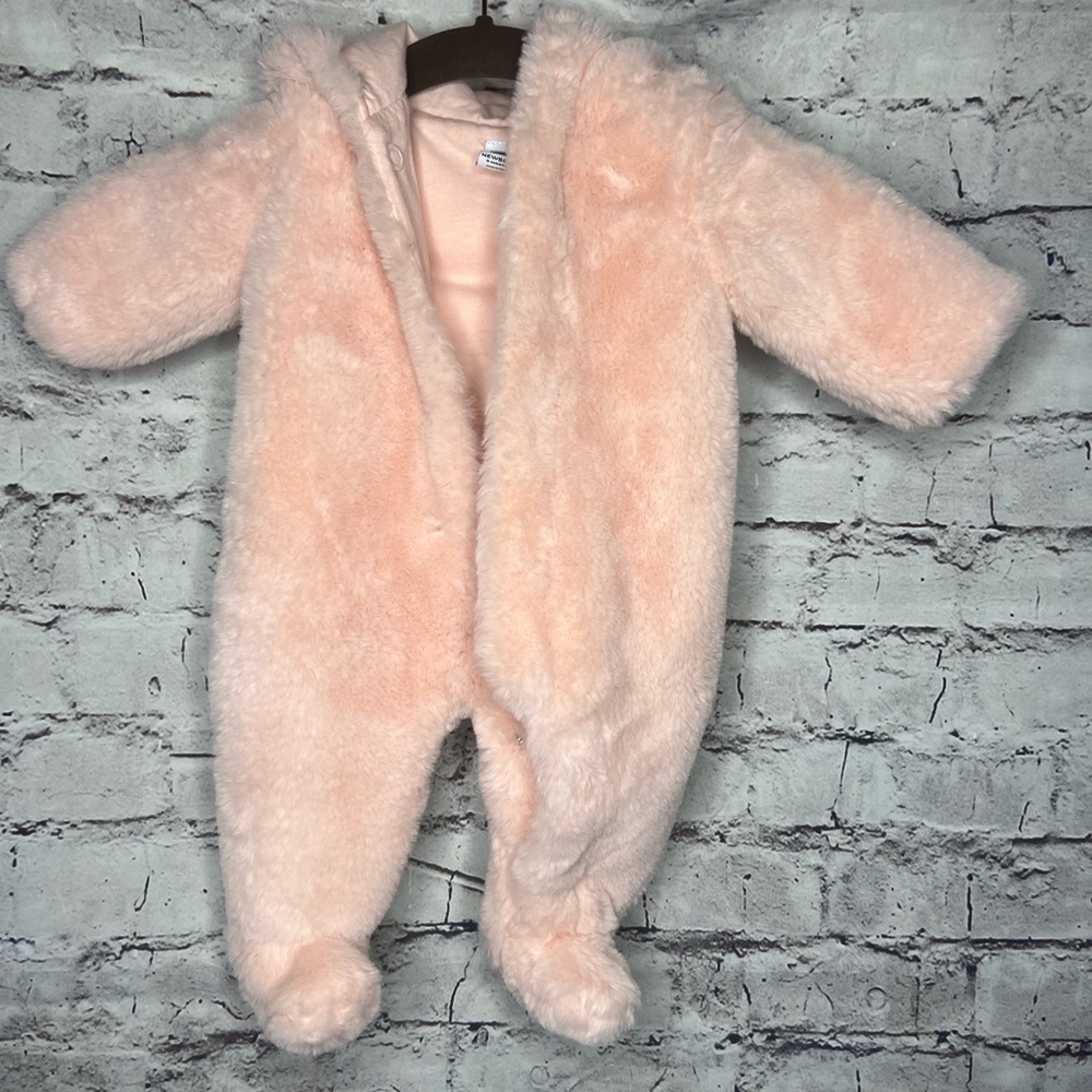 Janie and Jack Plush Peach Fuzzy Footed One-Piece